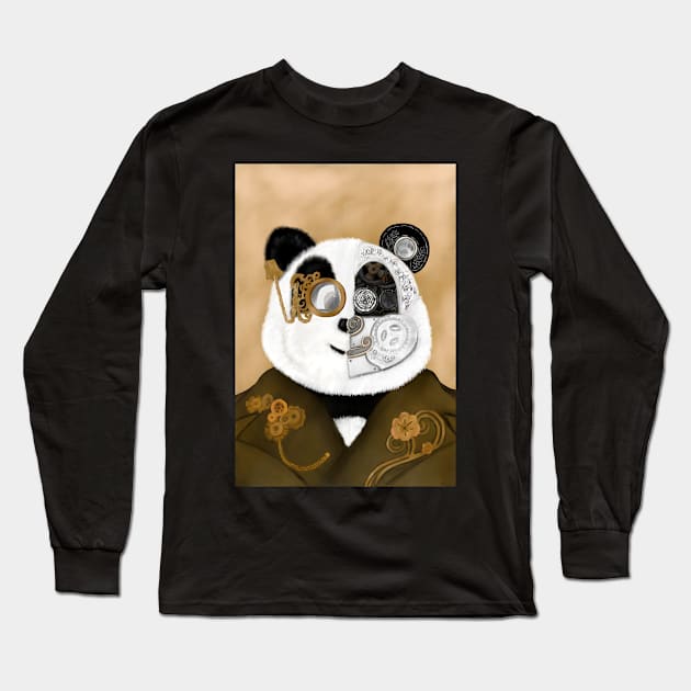 SteamPunk Panda Long Sleeve T-Shirt by IluminatedPanda